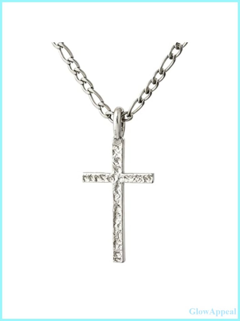 Rustic Cross Pendant Necklace 18K Gold Plated Copper Figaro Chain